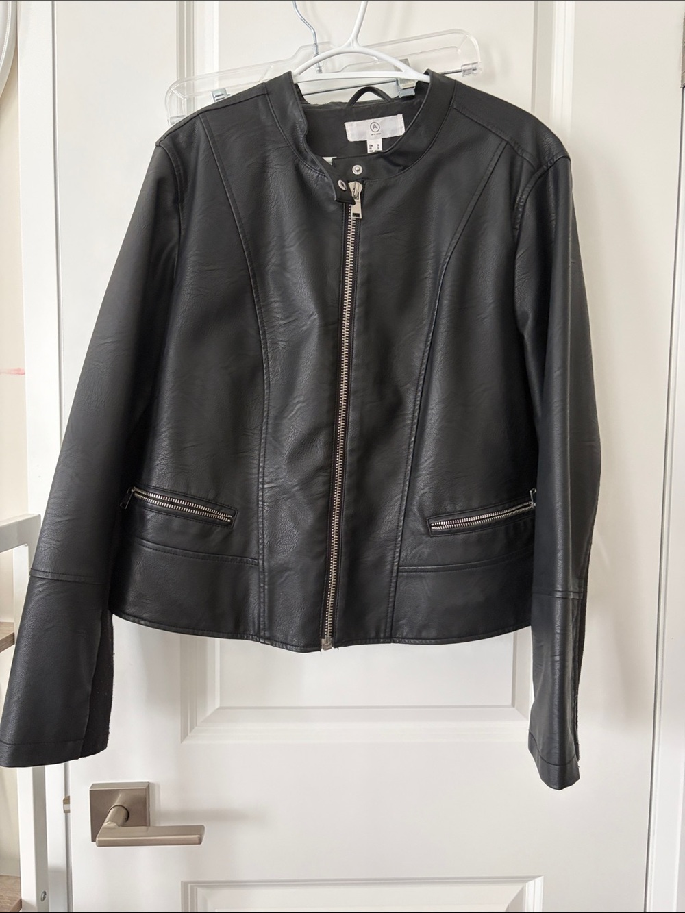Addition Elle Black Faux Leather Zip-Front Jacket